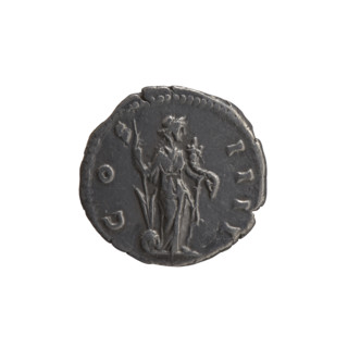 Denarius of Antoninus Pius (86–161; Roman emperor 138–161). Obverse: Head of Antoninus Pius in a