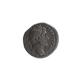 Denarius of Antoninus Pius (86–161; Roman emperor 138–161), 154–155. Obverse: Head of Antoninus