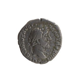 Denarius of Antoninus Pius (86–161; Roman emperor 138–161). Obverse: Head of Antoninus Pius in a