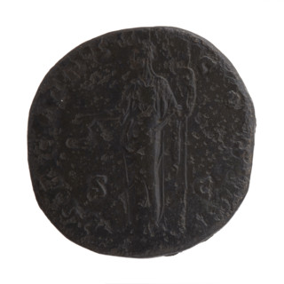 Sestertius, Antoninus Pius (86–161; Roman emperor 138–161) — obverse: head of the emperor in a