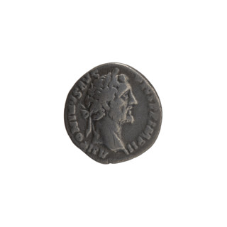 Denarius of Antoninus Pius (86–161; Roman emperor 138–161). Obverse: Head of Antoninus Pius in a