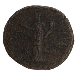 Sestertius, Antoninus Pius (86–161; Roman emperor 138–161), issuer. Obverse: Head of Antoninus Pius