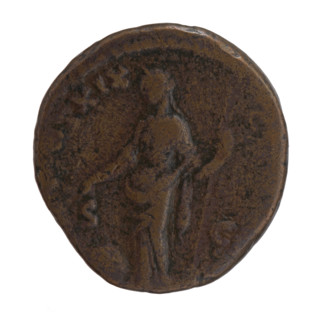 Dupondius; Antoninus Pius (86–161; Roman emperor 138–161), issuer. Obverse: Head of Antoninus Pius