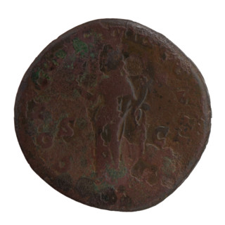 Sestertius of Antoninus Pius (86–161; Roman emperor 138–161). Obverse: head of the emperor in a