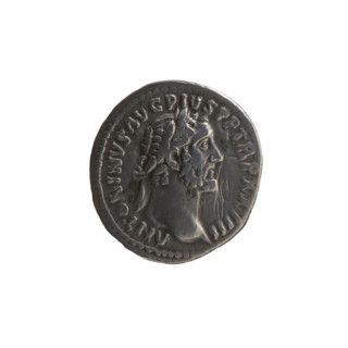 Denarius of Antoninus Pius (86–161; Roman emperor 138–161), ca. 160–161. Obverse: head of the