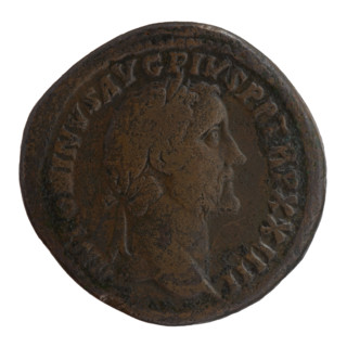 sestertius, Antoninus Pius (86–161; Roman emperor 138–161), issuer; obverse: head of the emperor in