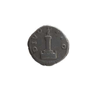 Denarius, posthumous; obverse: head of Antoninus Pius draped on left shoulder, right, legend DIVVS