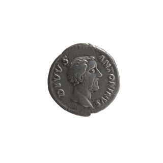 Denarius, posthumous; obverse: head of Antoninus Pius (86–161; Roman emperor 138–161) bare, facing