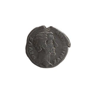 Denarius, Marcus Aurelius (121–180; Roman emperor 161–180) and Lucius Verus (130–169; Roman emperor