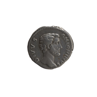Denarius, after 161. Obverse: Head of Antoninus Pius without a covering to the right, legend 'DIVVS