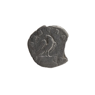 Denarius depicting head of Antoninus Pius (posthumous) on obverse; reverse shows an eagle standing