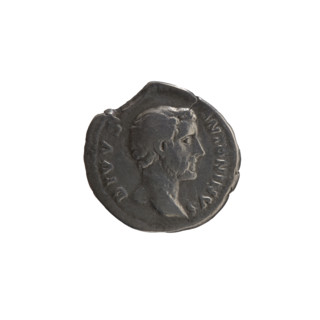Denarius, after 161 CE. Obverse: head of Antoninus Pius bare, facing right, inscription DIVVS
