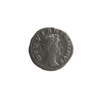 Denarius depicting head of Antoninus Pius without a covering facing right; obverse legend DIVVS