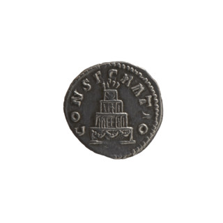 Denarius, after 161 CE. Obverse: Head of Antoninus Pius without a covering facing right,
