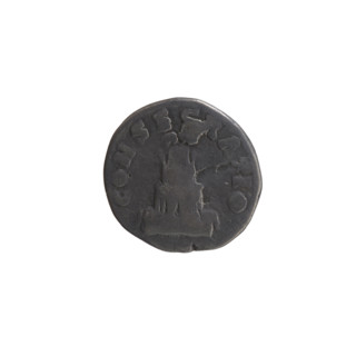 Denarius, after 161 CE. Obverse: Head of Antoninus Pius without a covering facing right,