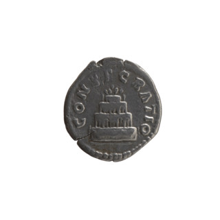 Denarius; obverse: head of Antoninus Pius bare, with drapery on left shoulder, legend 'DIVVS