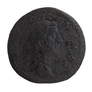 Sestertius, posthumous issue. Obverse: head of Antoninus Pius (86–161; Roman emperor 138–161)