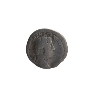 Denarius of Antoninus Pius (86–161; Roman Emperor 138–161). Obverse: Head of Antoninus Pius in a