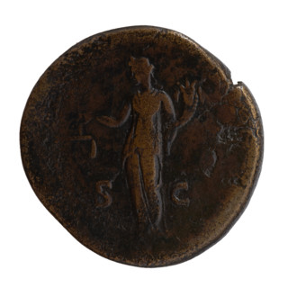 Sestertius, Antoninus Pius (86–161; Roman emperor 138–161), issuer; obverse: head of Antoninus Pius