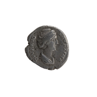 Denarius, Antoninus Pius (86–161; Roman emperor 138–161), issuer. Obverse: Bust of Faustina I in