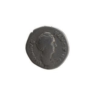 Denarius, posthumous issue featuring Faustina the Elder (98–141; Roman empress 138–141) and