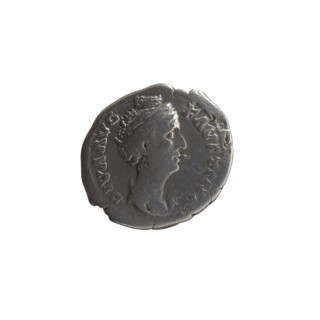 Denarius, posthumous issue featuring Faustina the Elder (98–141; Roman empress 138–141) and