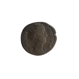 Denarius, posthumous issue for Faustina the Elder (98–141; Roman empress 138–141) and Antoninus
