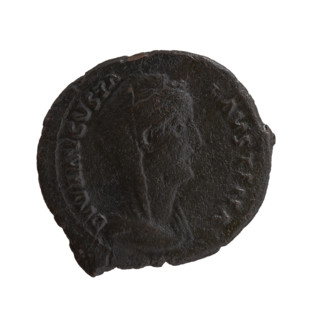 Bust of Faustina I in drapery and veil facing right, inscribed DIVA AVGVSTA · FAVSTINA; reverse: