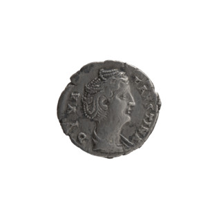 Denarius, posthumous issue for Faustina the Elder (98–141; Roman empress 138–141). Obverse: Bust of