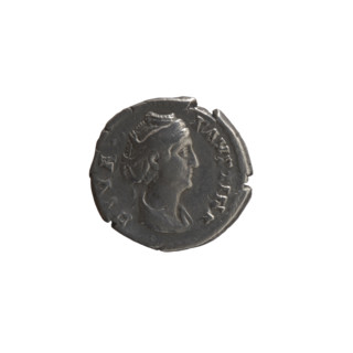 Denarius, posthumous issue of Faustina the Elder (98–141; Roman empress 138–141). Obverse: Bust of