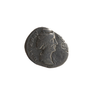 Denarius, posthumous issue for Faustina the Elder (d. 141). Obverse: Bust of Faustina I draped,