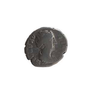 Denarius, posthumous issue for Faustina the Elder (98–141; Roman empress 138–141). Obverse: Bust of