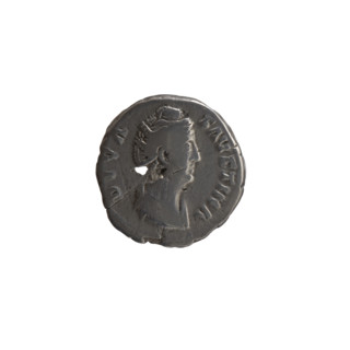Denarius (with a hole), posthumous issue for Faustina the Elder (98–141; Roman empress 138–141),