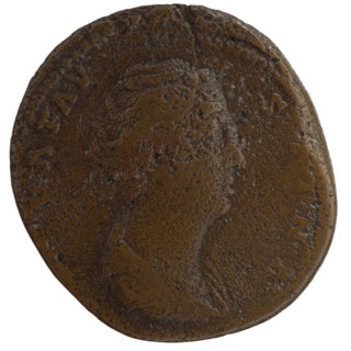 Sestertius, posthumous issue of Faustina the Elder (98–141; Roman empress 138–141); issuer