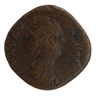 Sestertius, posthumous issue of Faustina the Elder (98–141; Roman empress 138–141), issuer