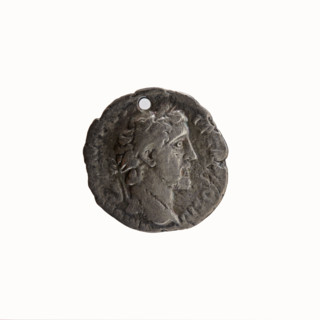 Denarius (with a hole), Antoninus Pius (86–161; Roman emperor 138–161), issuer; Marcus Aurelius