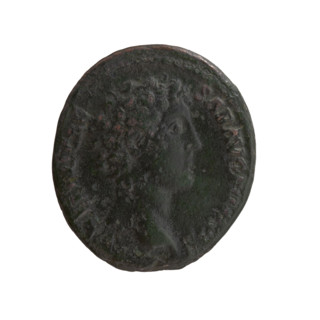 Dupondius of Marcus Aurelius (121–180; Roman emperor 161–180), issued under Antoninus Pius (86–161;