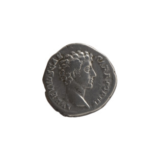 Denarius, ca. 145–147. Obverse: Head of young Marcus Aurelius without a cap to the right,