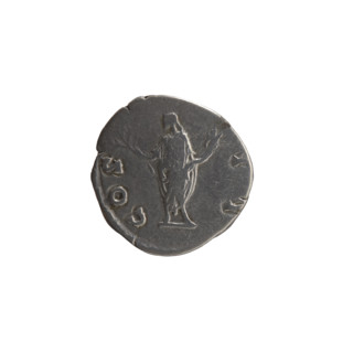 Denarius, Marcus Aurelius (121–180; Roman emperor 161–180; caesar 139–161). Obverse: Head of young