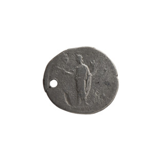 Denarius (with a hole), Marcus Aurelius (121–180; Roman emperor 161–180), issued under Antoninus