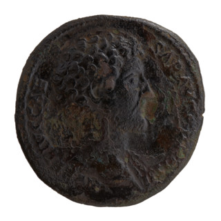 Sestertius; obverse: head of young Marcus Aurelius bare to right, inscription LIVS CAE - SAR AVG P,
