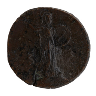 Sestertius of Marcus Aurelius (121–180; Roman emperor 161–180), struck ca. 145–147. Obverse: head