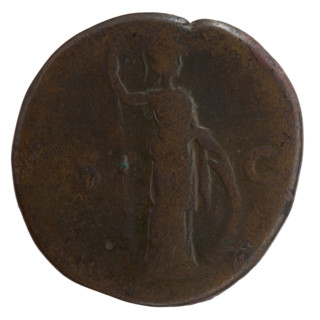 Sestertius; obverse: head of young Marcus Aurelius bare, facing right, legend 'AVRELIV, CAE - SAR