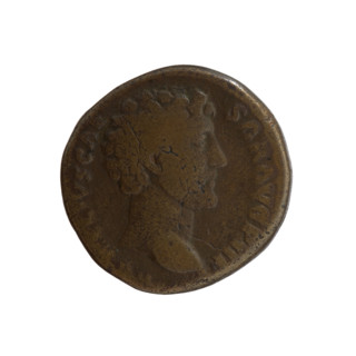 Dupondius; obv: Head of young Marcus Aurelius without a covering to the right, inscription LIVS CAE