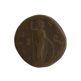 Dupondius; obverse: head of young Marcus Aurelius bare, facing right; legend LIVS CAE - SAR AVG PII