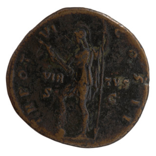 Sestertius, Marcus Aurelius (121–180; Roman emperor 161–180), issued under Antoninus Pius (86–161;