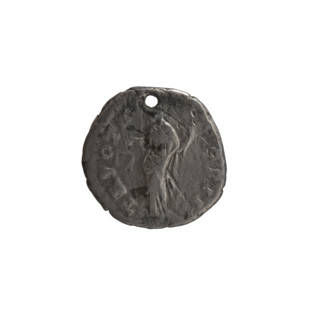 Denarius (with a hole), Marcus Aurelius (121–180; Roman emperor 161–180), Antoninus Pius (86–161;