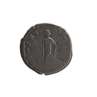 Denarius depicting Head of Marcus Aurelius uncovered, with drapery on the left shoulder, right,