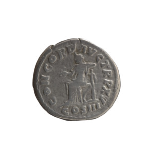 Denarius of Marcus Aurelius (121–180; Roman emperor 161–180). Obverse: head of Marcus Aurelius