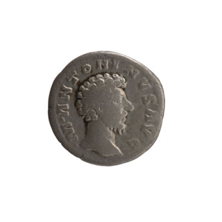 Denarius, Marcus Aurelius (121–180; Roman emperor 161–180), issuer. Obverse: Head of Marcus